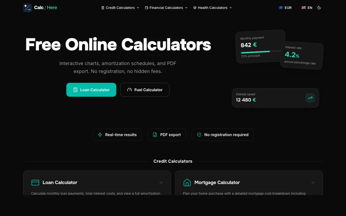 CalcHere.com — Online Calculators